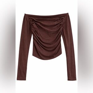 Darong brown off the shoulder cinched top